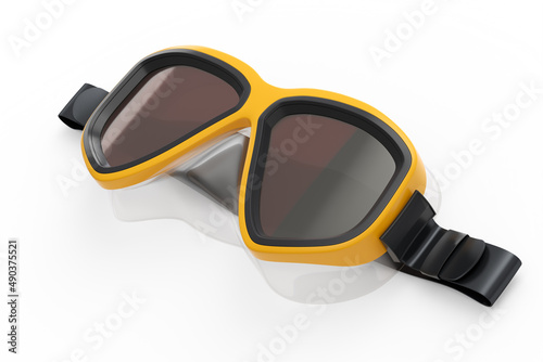 Orange diving mask isolated on a white background