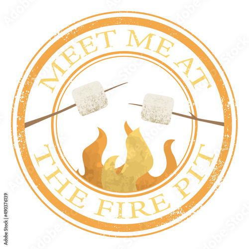 A grunge firepit circle stamp with toasting marshmallows
