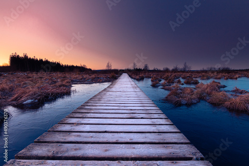 Holzsteg über See Hohes Venn, Moor, Belgien, Eifel