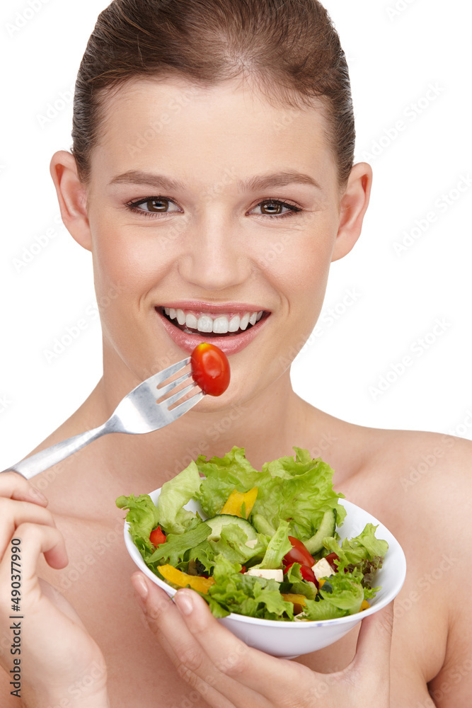 Summer salad days. A teenage girl enjoying a healthy salad. Summer salad days. A teenage girl enjoying a healthy salad.