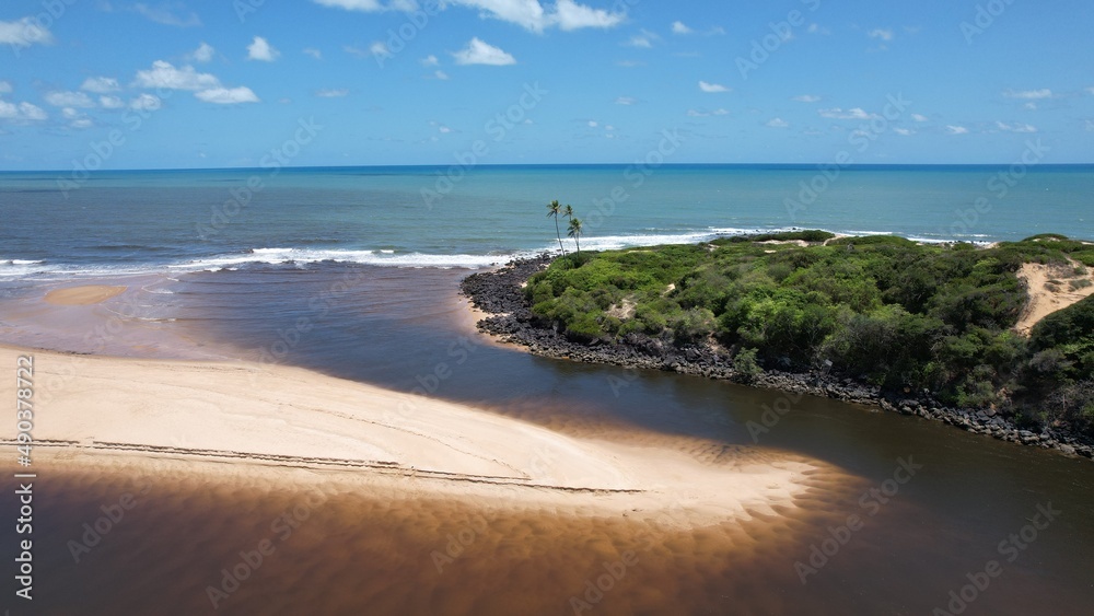Aerial view of Camaratuba beach, Paraíba state, Brazilian Northeast