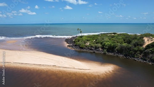 Aerial view of Camaratuba beach, Paraíba state, Brazilian Northeast