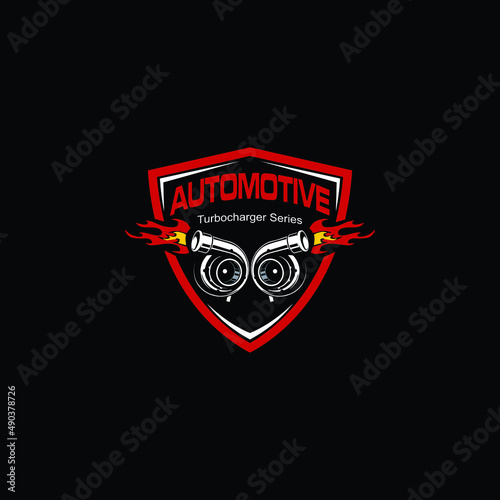 automotive logo design with turbo charger vector