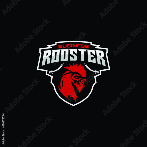 Rooster head logo mascot illustration