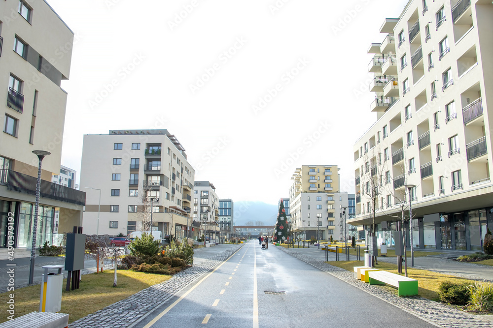 street in modern neighbourhood. urban view