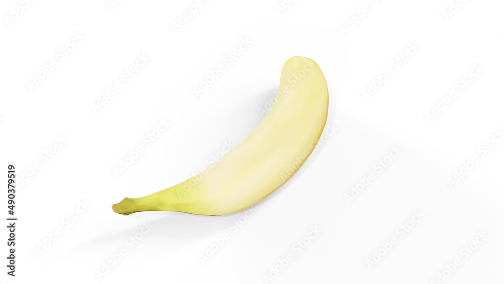 Rendering of banana. 3D render design mockup. All objects and background painted in one bright colour. Full monochrome illustration. Total yellow color. Rendering of banana. 3D render design mockup. All objects and background painted in one bright colour. Full monochrome illustration. Total yellow color.