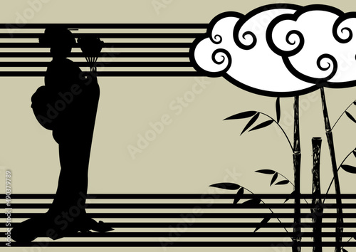 geisha girl silhouette background illustration in vector format