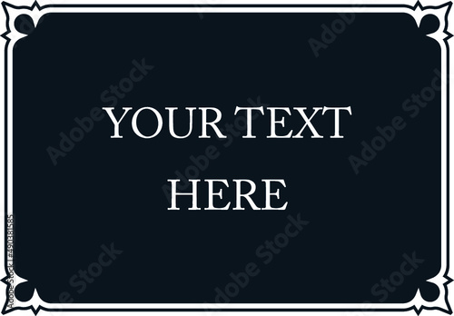 Vector sign, memorial plaque, blackboard or label with border frame
