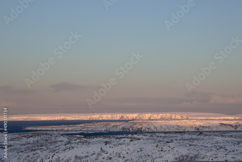 winter sunset in the mountains