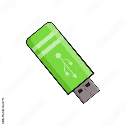USB flash drive. Cartoon. Vector illustration