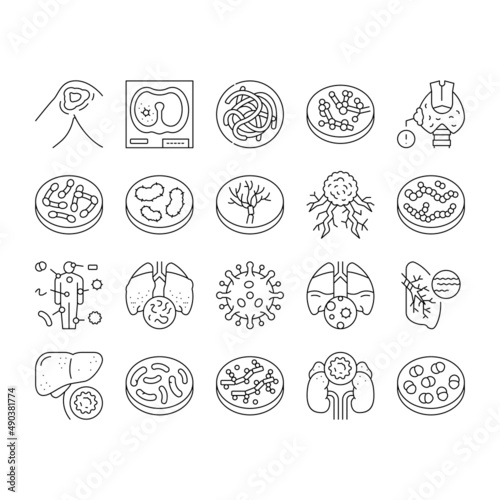 Bacteria Infection Collection Icons Set Vector .
