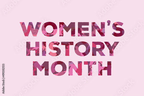 Women's History Month with grunge texture contributions women events celebrated in March history contemporary society poster postcard banner
