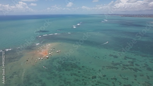 Aerial view of Camboinha beach, Paraíba state, Brazilian Northeast