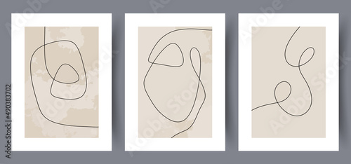 Printable wall art vector poster set. Scandinavian abstract vector print set for modern interior. Printable poster design.