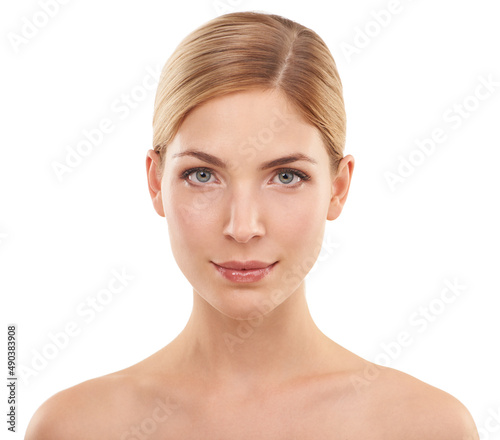 Looking the very epitome of flawless beauty. Cropped portrait of a beautiful young woman isolated on white.