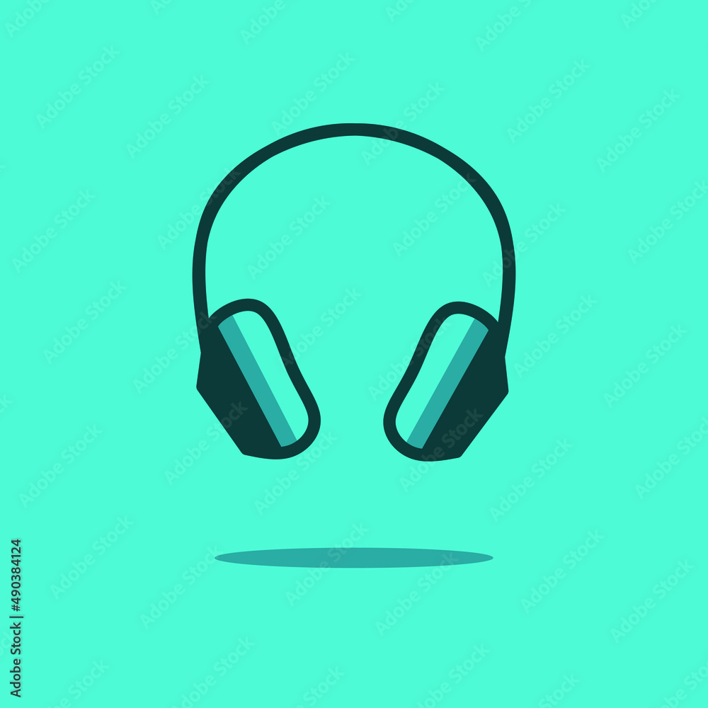Headphone earphone headset for music flat design vector. Colorful logo with soft background. Headphone earphone headset for music flat design vector. Colorful logo with soft background.