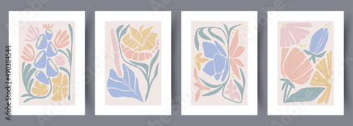Printable wall art vector poster set. Scandinavian abstract vector print set for modern interior. Printable poster design.