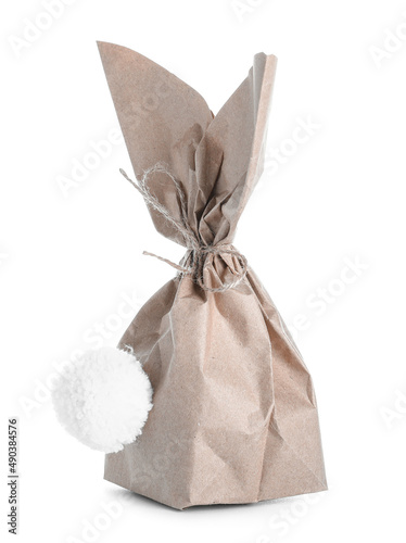 Easter bunny gift bag on white background