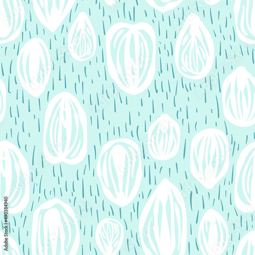 line drawn vaginas of different shapes. Female genitals in a beautiful seamless pattern. Anatomical organs of the reproductive system