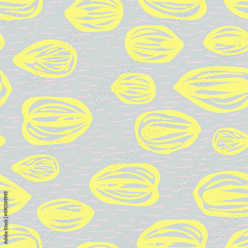 line drawn vaginas of different shapes. Female genitals in a beautiful seamless pattern. Anatomical organs of the reproductive system