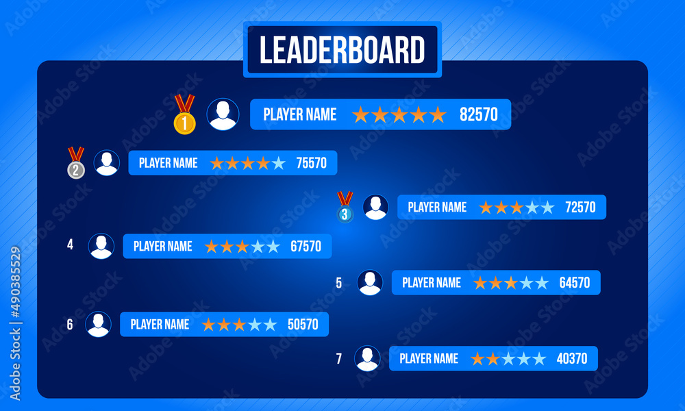 Game Leaderboard design with blue page header. Championship List of