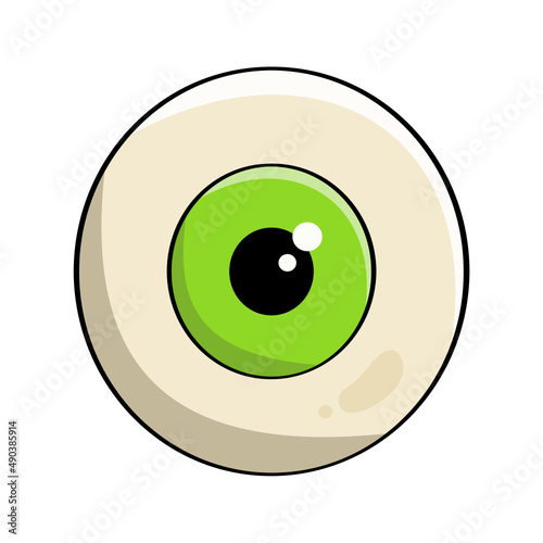 The eyeball. Cartoon. Vector illustration. Isolated on white background