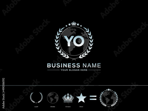 Abstract YO letter logo, Colorful circle Leaf Globe Royal Crown and Star Yo oy logo Image design for all kind of use