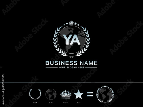 Abstract YA letter logo, Colorful circle Leaf Globe Royal Crown and Star Ya ay logo Image design for all kind of use