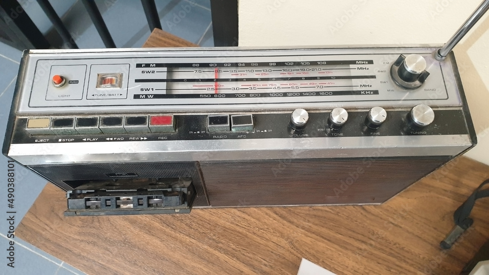 Obraz premium Antique radio cassette concept representing World Press Freedom Day.