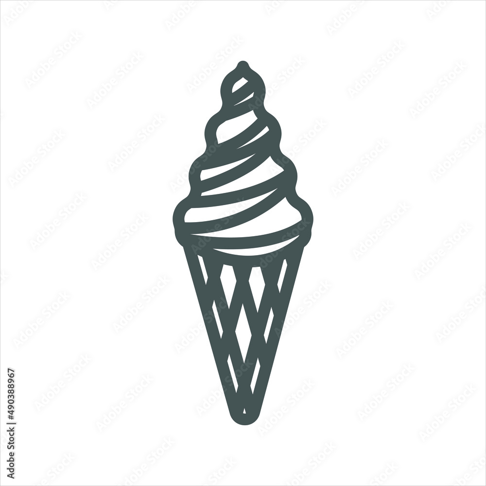 Ice Cream Cone Popsicle Summer Simple Line Icon Ice Cream Cone Popsicle Summer Simple Line Icon