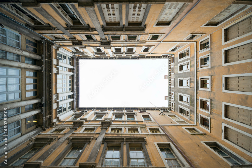 Building Exterior with a Hole in the Middle in Venice, Italy. Building Exterior with a Hole in the Middle in Venice, Italy.