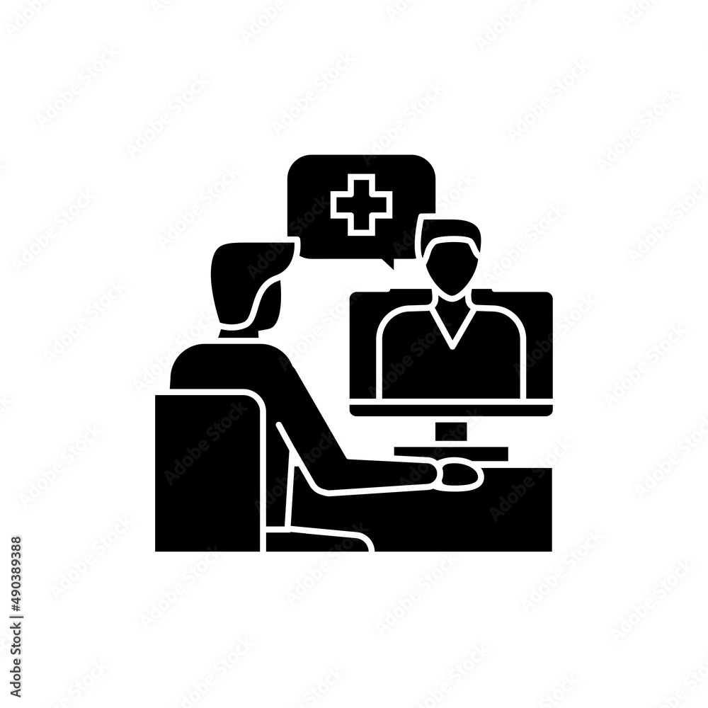 Remote consultation color line icon. Ehealth. Remote consultation color line icon. Ehealth.
