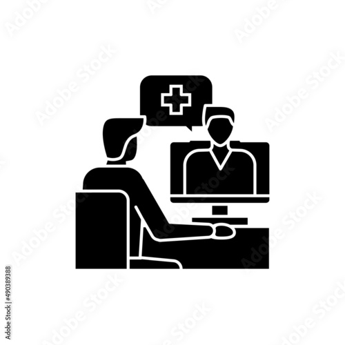 Remote consultation color line icon. Ehealth.