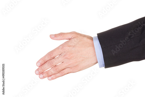 Businessman shaking hands isolated on white background