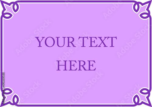 Vector purple pink boho-chic background with border frame. Web banner in boho chic girly style