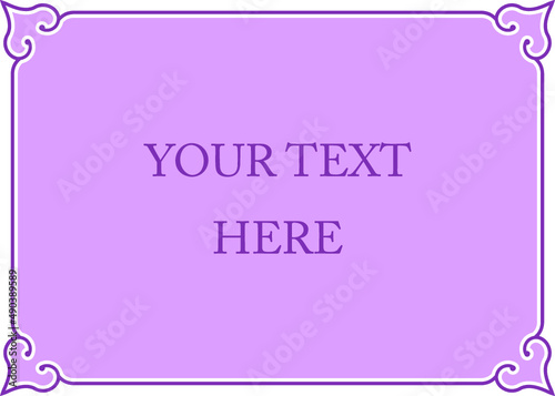Vector purple pink boho-chic background with border frame. Web banner in boho chic girly style