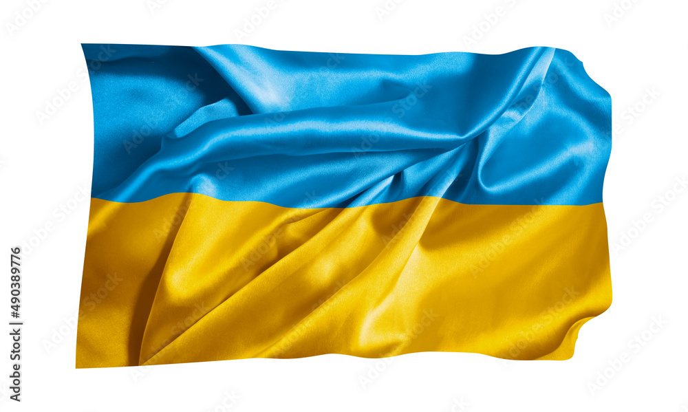 flag silk ukraine isolated on white background flag silk ukraine isolated on white background