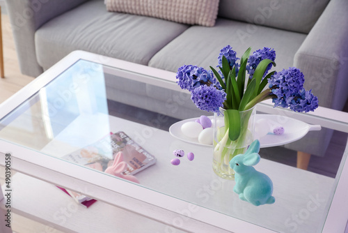 Vase with hyacinth flowers,...