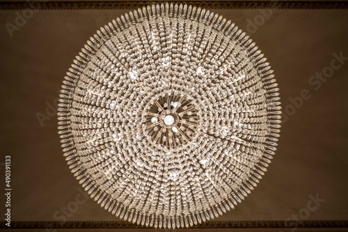 Elegant Crystal Lamp from Directly Below in Milan, Italy.