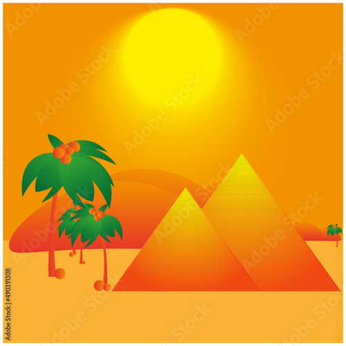 Pôr do sol Egípcio flat design (Egyptian sunset flat design)