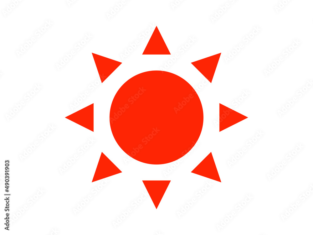 フラットな太陽のアイコン:赤 フラットな太陽のアイコン:赤