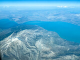 View of the coast of Antalya from the window of an airplane