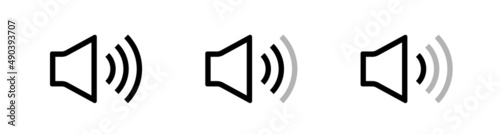 Sound icon. Set of black sound icons. Vector clipart isolated on white background.