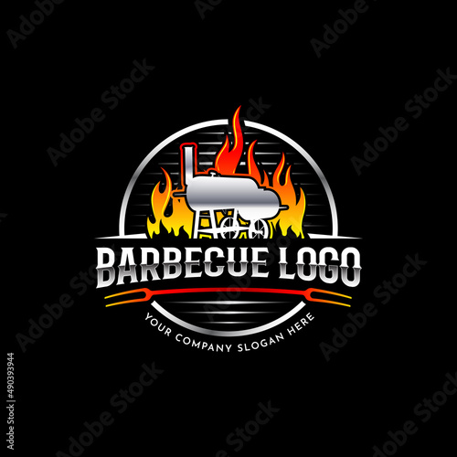 Grill Barbecue Logo design. charcoal BBQ and grill logo design
