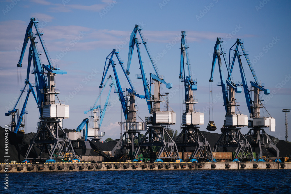 Fototapeta premium cranes in industrial harbor