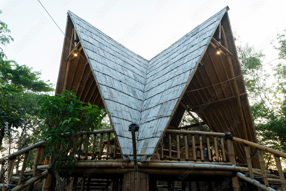 Unique bamboo house used for cafe in Indonesia. Unique bamboo house used for cafe in Indonesia.