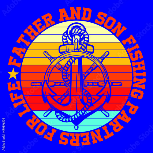 
FATHER AND SON FISHING PARTNERS FOR LIFE T-SHIRT DESIGN VECTOR FILE photo