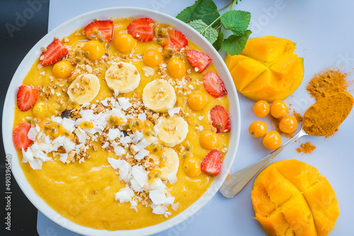 fruit yoghurt salad in a serving