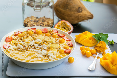 Morning breakfast fruit serving