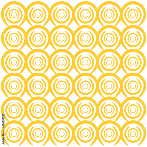 Yellow geometric pattern vector. Seamless pattern with rounded shapes.